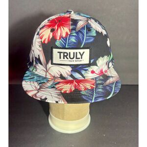 Truly Hard Seltzer Floral Snapback Hat Tropical Flat Bill Cap Adjustable